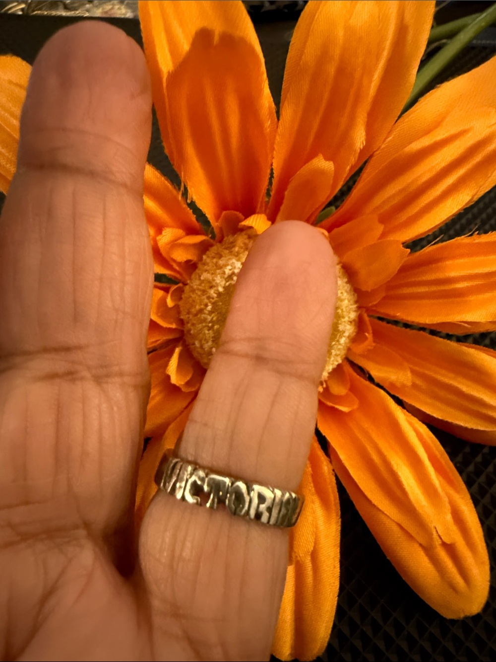 Vintage-Inspired Silver Name Band Ring in Silver “Victoria”